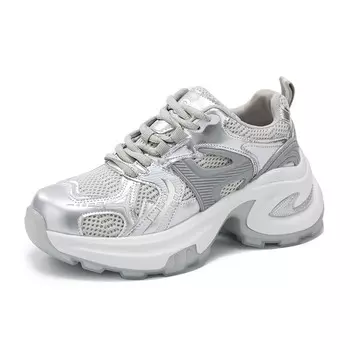 Кроссовки женские толстые низкие La Chapelle, серебряный