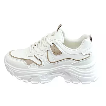 Кроссовки женские толстые низкие Lin'S Travels, бежевый/черный