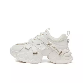 Кроссовки женские толстые низкие Lingpao, бежевый