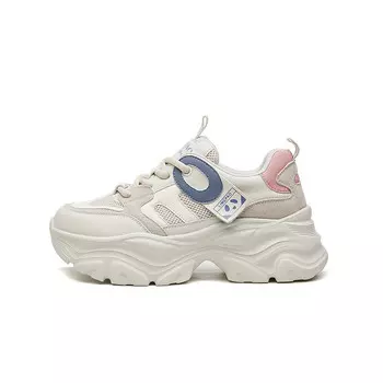 Кроссовки женские толстые низкие Lingpao, бежевый/коричневый