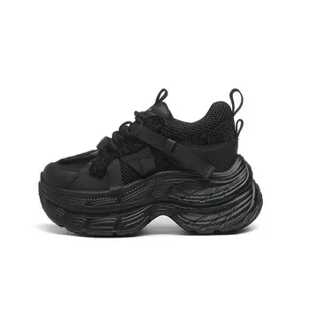 Кроссовки женские толстые низкие Lingpao, серебряный