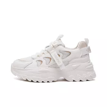 Кроссовки женские толстые низкие Lingpao, синий/розовый