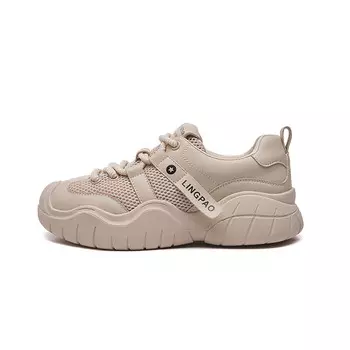 Кроссовки женские толстые низкие Lingpao, золотой