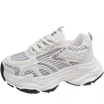 Кроссовки женские толстые низкие Luji, серебряный