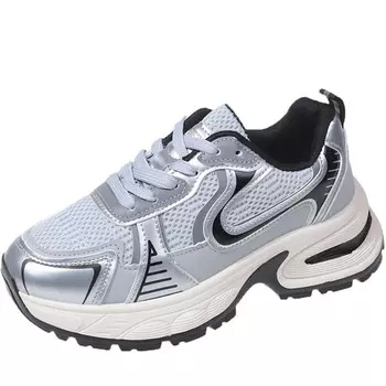 Кроссовки женские толстые низкие Luji, серебряный