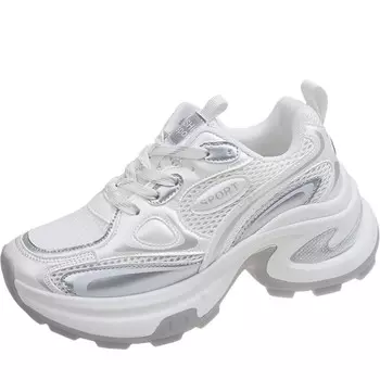 Кроссовки женские толстые низкие Luji, серебряный