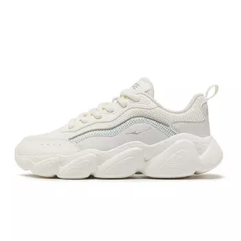 Кроссовки женские толстые низкие микрокристаллические белый/фиолетовый с эффектом утреннего тумана Erke