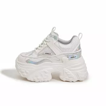 Кроссовки женские толстые низкие Milan Love Song, серебряный