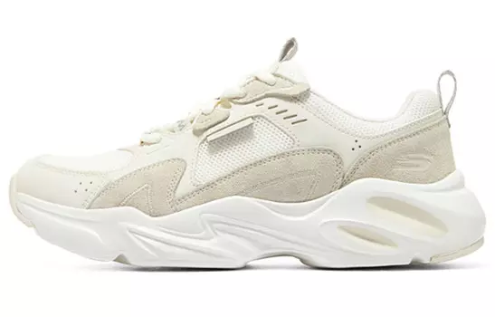 Кроссовки женские толстые низкие молочно-белые/светло-кофейного цвета Skechers
