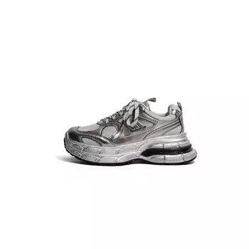 Кроссовки женские толстые низкие Moon Veil, серебряный