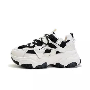 Кроссовки женские толстые низкие Mulinsen, бежевый/черный