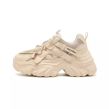 Кроссовки женские толстые низкие Mulinsen, бежевый/черный