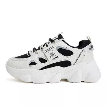 Кроссовки женские толстые низкие Mulinsen, бежевый/черный