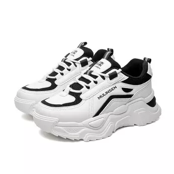 Кроссовки женские толстые низкие Mulinsen, бежевый/розовый