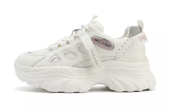 Кроссовки женские толстые низкие Mulinsen, бежевый/розовый