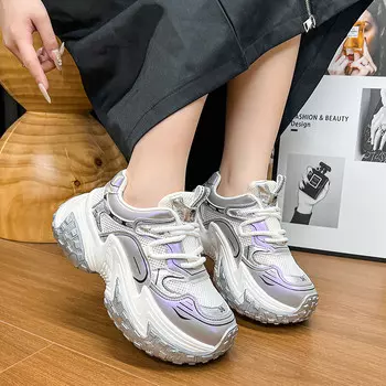 Кроссовки женские толстые низкие Mxgm, цвет White Silver