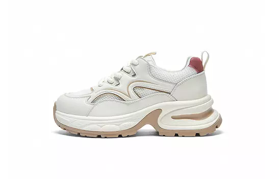 Кроссовки женские толстые низкие Nini West, бежевый/красный