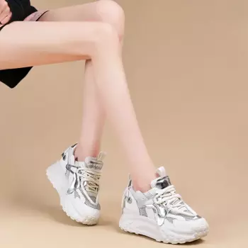 Кроссовки женские толстые низкие Nrdrofficial, серебряный