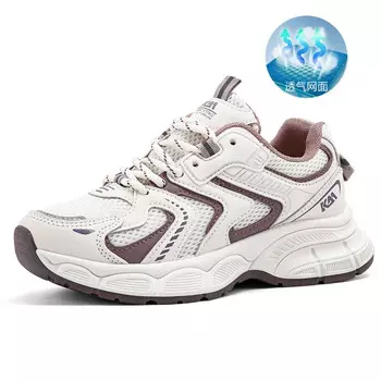 Кроссовки женские толстые низкие Oms, бежевый/хаки