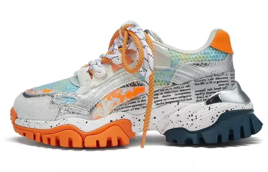 Кроссовки женские толстые низкие оранжевый/синий 73Hours