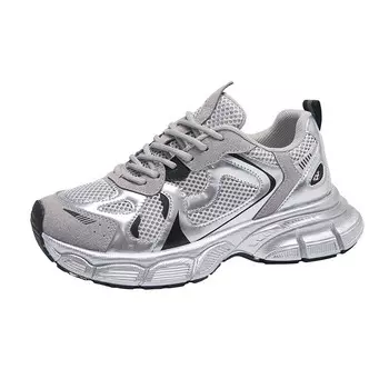 Кроссовки женские толстые низкие Park Dance, серебряный