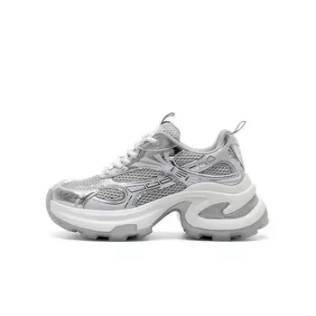 Кроссовки женские толстые низкие Park Dance, серебряный