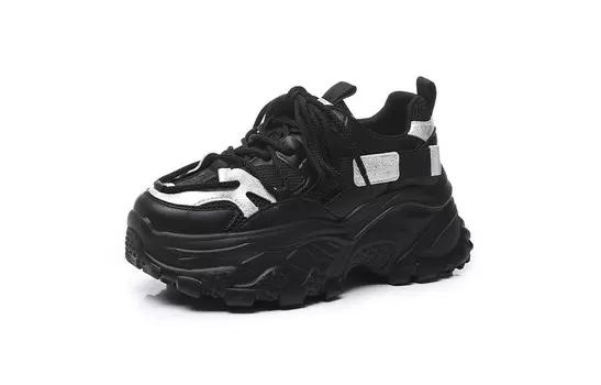 Кроссовки женские толстые низкие Pooq, черный