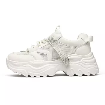 Кроссовки женские толстые низкие Qiaonai, бежевый