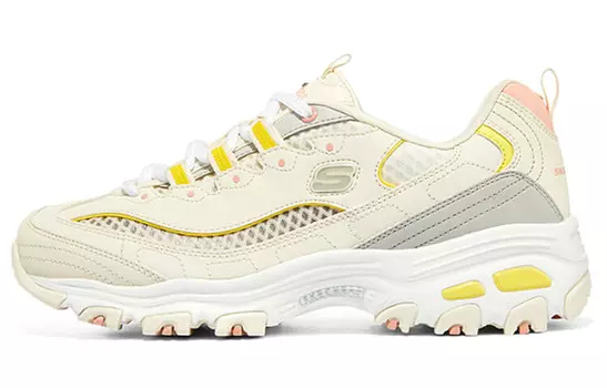 Кроссовки женские толстые низкие, рисовые/серые/желтые/белые/розовые Skechers
