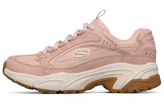 Кроссовки женские толстые низкие розово-красные Skechers