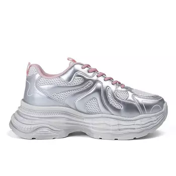 Кроссовки женские толстые низкие розовый Warrior, цвет Silver White