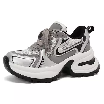 Кроссовки женские толстые низкие серебристо-серый Kemeilian