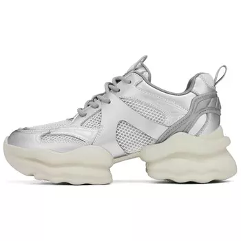 Кроссовки женские толстые низкие серебряный 73Hours, цвет Liquid Silver