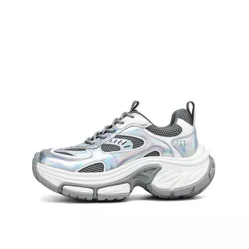 Кроссовки женские толстые низкие серебряный Boerdiqi, серебряный