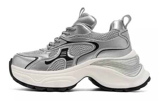 Кроссовки женские толстые низкие серебряный Eblan, серебряный