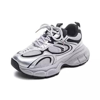 Кроссовки женские толстые низкие серебряный Huanqiu, серебряный