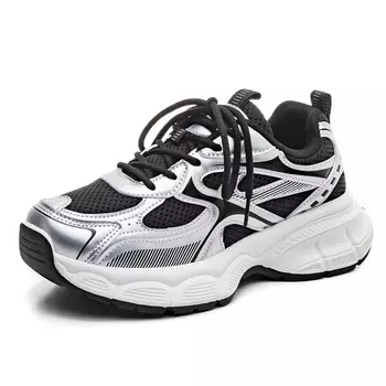 Кроссовки женские толстые низкие серебряный Huanqiu, серебряный