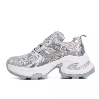 Кроссовки женские толстые низкие серебряный Lianghuo, серебряный