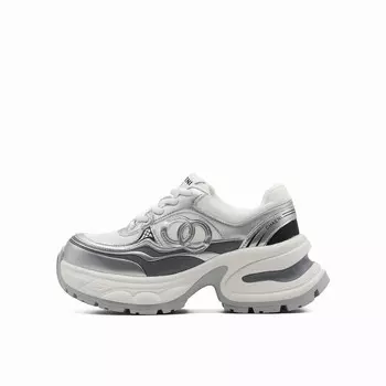 Кроссовки женские толстые низкие серебряный Little Sue, серебряный