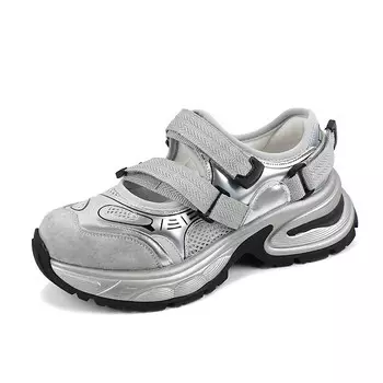 Кроссовки женские толстые низкие серебряный Qiaonai, серебряный