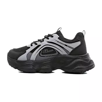 Кроссовки женские толстые низкие серебряный Warrior, черный