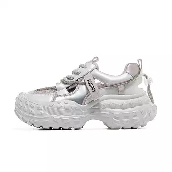 Кроссовки женские толстые низкие серый/белый Josiny