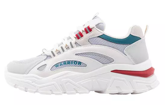 Кроссовки женские толстые низкие серый/красный Warrior