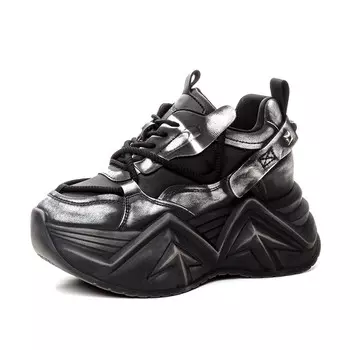 Кроссовки женские толстые низкие Shangjinni, черный/красный