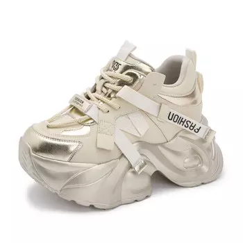 Кроссовки женские толстые низкие Shangjinni, золотой