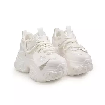 Кроссовки женские толстые низкие Shoe Cabinet Floral Language, цвет Silver Rhinestone [597-76]