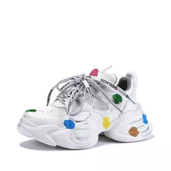 Кроссовки женские толстые низкие синий/зеленый/желтый Bellalily