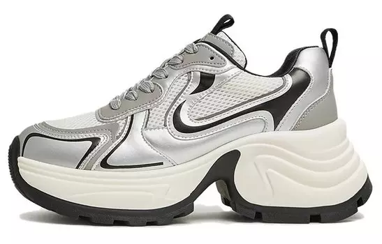 Кроссовки женские толстые низкие Tata, цвет Silver/Pink/White