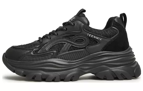 Кроссовки женские толстые низкие Teenmix, черный