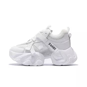 Кроссовки женские толстые низкие Teresa, цвет White mesh